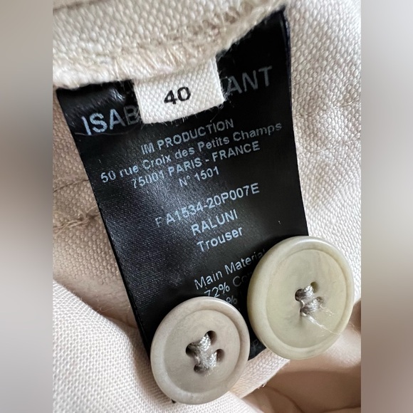 ISABEL MARANT ÉTOILE Raluni High-Rise Cotton-Blend Trousers Beige Size 8 - Picture 11 of 16